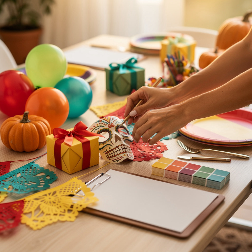 Alexa's Dulces Fiestas Santa Barbara event planning team setting up festive party decorations and supplies